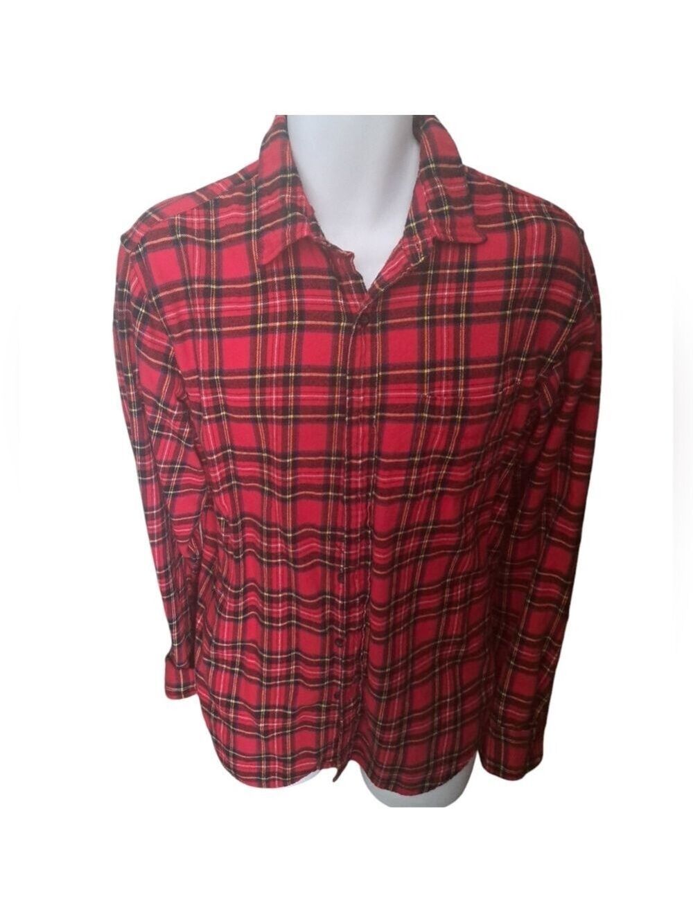 J.CREW classic flannel shirt plaid red check soft cotton coastal cozy Mens M